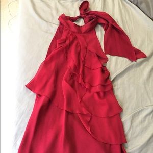 Express Red Blouse with Ruffles